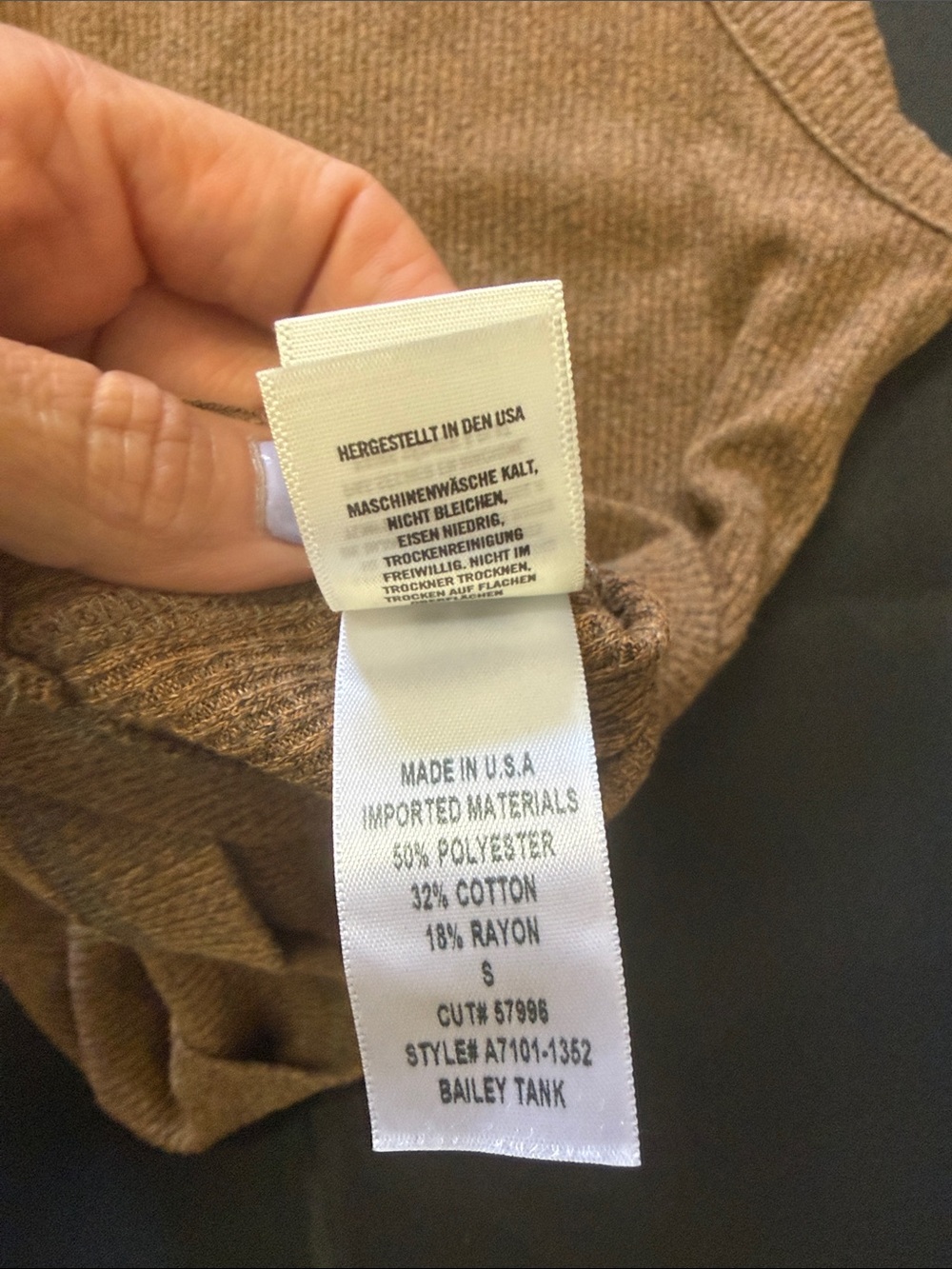 Agolde Bailey Tank Brown Ribbed Racerback Tank Top - Picture 3 of 4